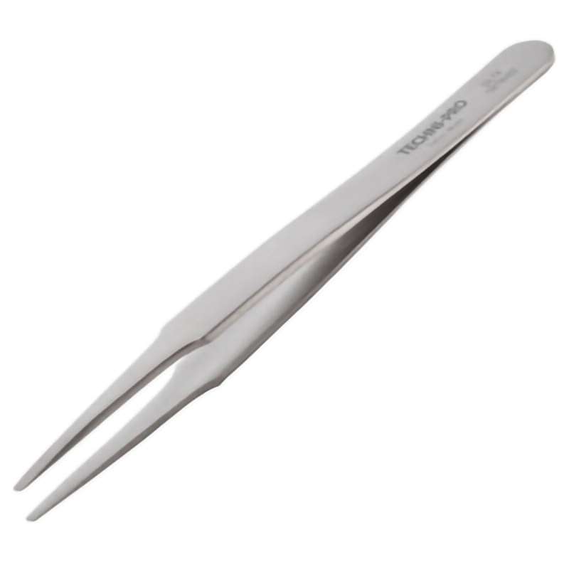 High Precision Tweezers, Style 2A, Titanium, Fine, Round, Flat, 4.7"